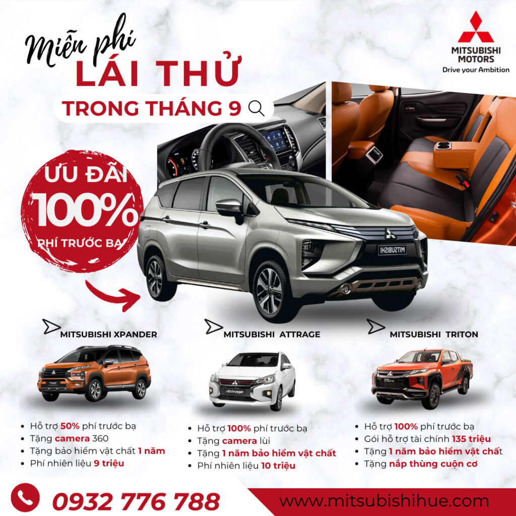 giá xe mitsubishi huế tháng 9